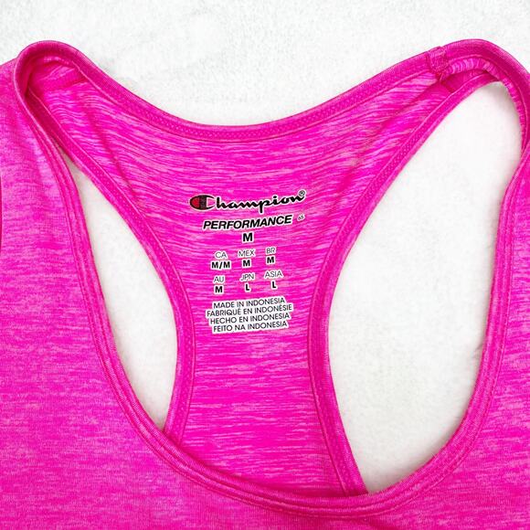 CHAMPION Performance Neon Pink Marl Racerback Tank Workout Top Medium - Picture 7 of 7